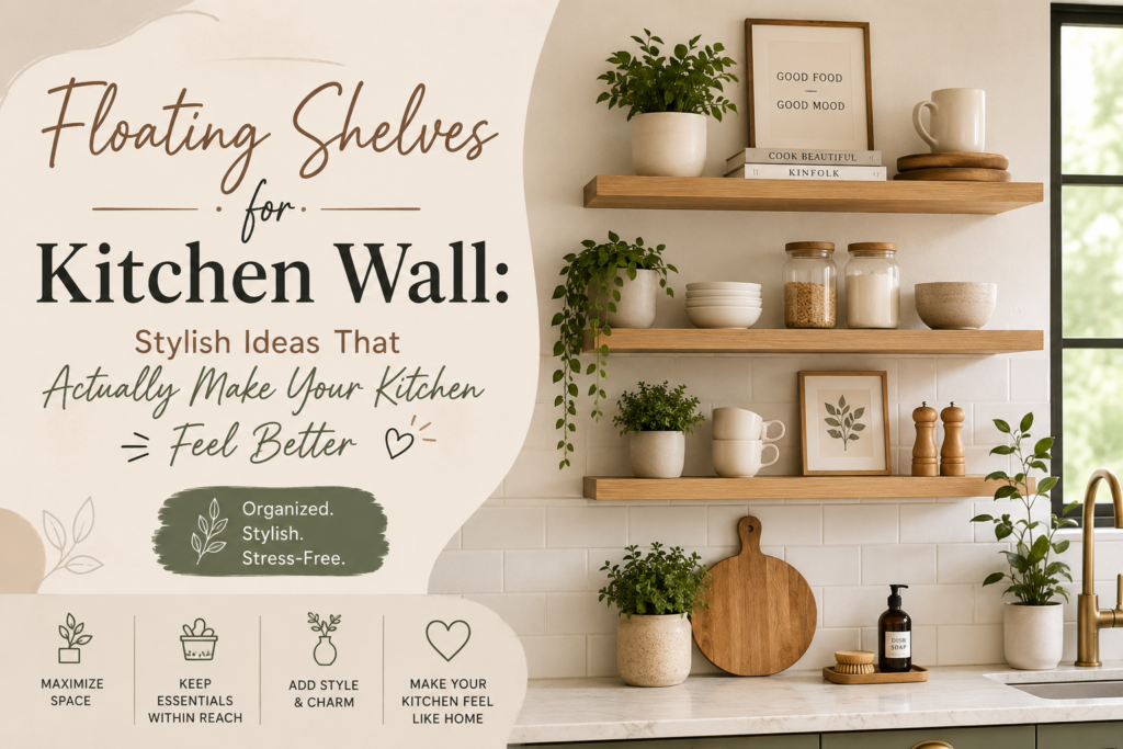 floating shelves for kitchen wall