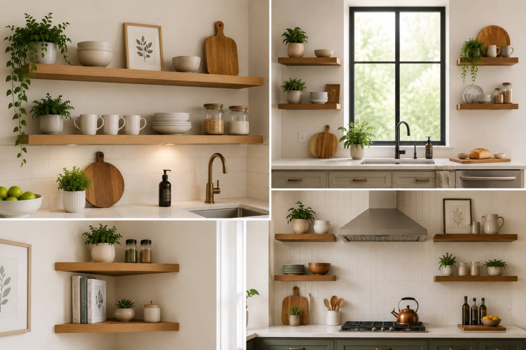 floating shelves for kitchen wall
