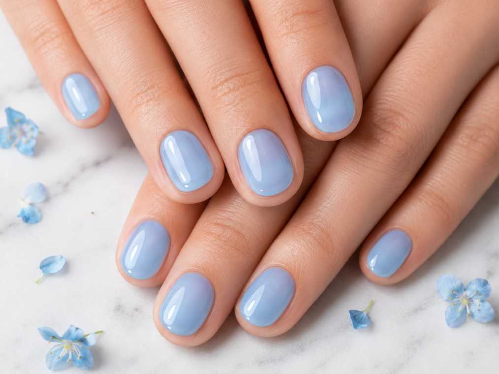 Baby Blue Jelly Nails