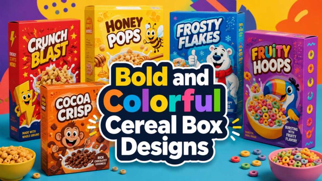 Bold and colorful cereal designs

