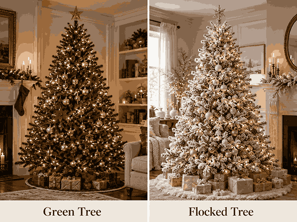 flocked and green home decorators collection christmas tree comparison