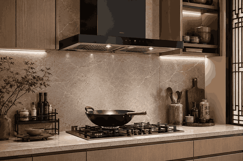 Ducted range hood for Chinese kitchen cooking