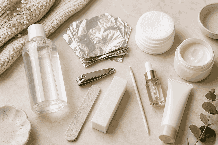Tools needed to soak off acrylic nails at home with acetone