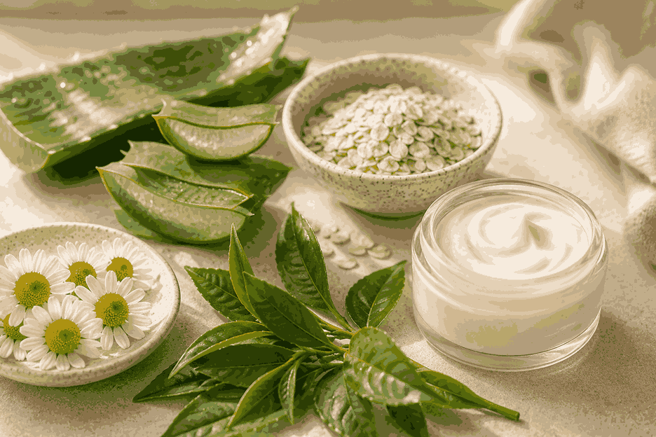anti-inflammatory ingredients for creams including aloe and colloidal oatmeal