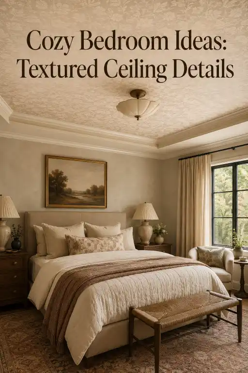 Cozy Bedroom Ideas Textured Ceiling Details