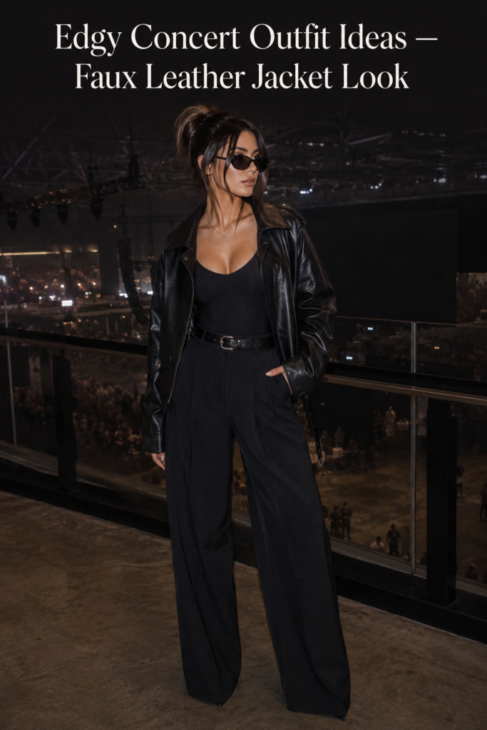 Edgy Concert Outfit Ideas — Faux Leather Jacket Look