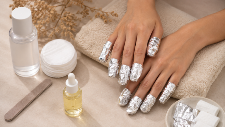How to soak off acrylic nails safely at home using acetone and foil