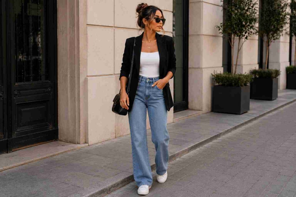 blazer with denim for concert outfit ideas