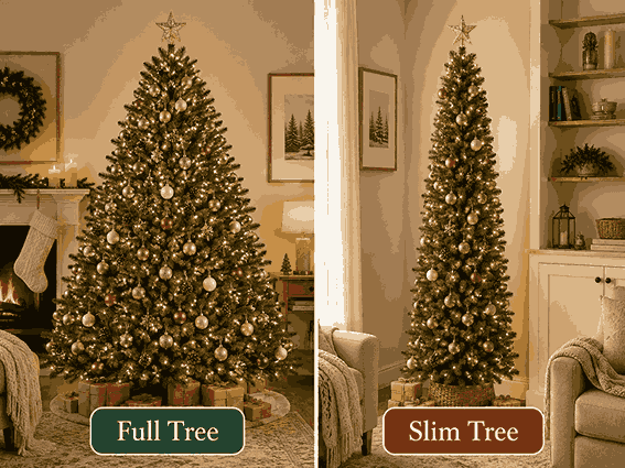 full vs slim home decorators collection christmas tree
