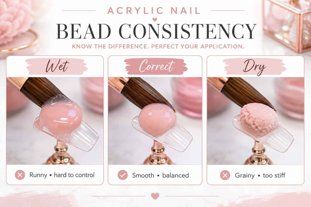 acrylic nail application with brush and polymer powder