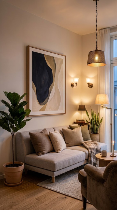 Layered Lighting Ideas to Warm Up a Small Apartment
