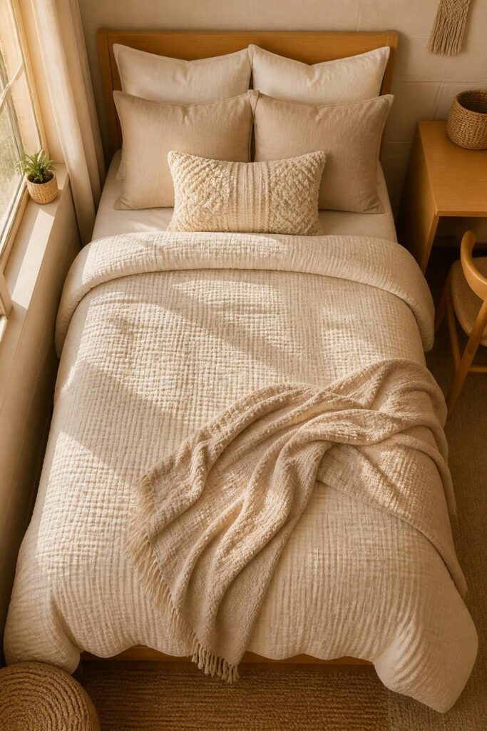 Minimalist Dorm Bedding Ideas for a Cozy College Bed