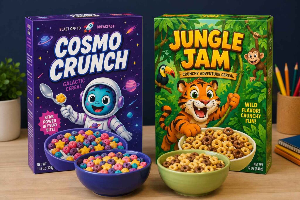 space and jungle cereal box project ideas