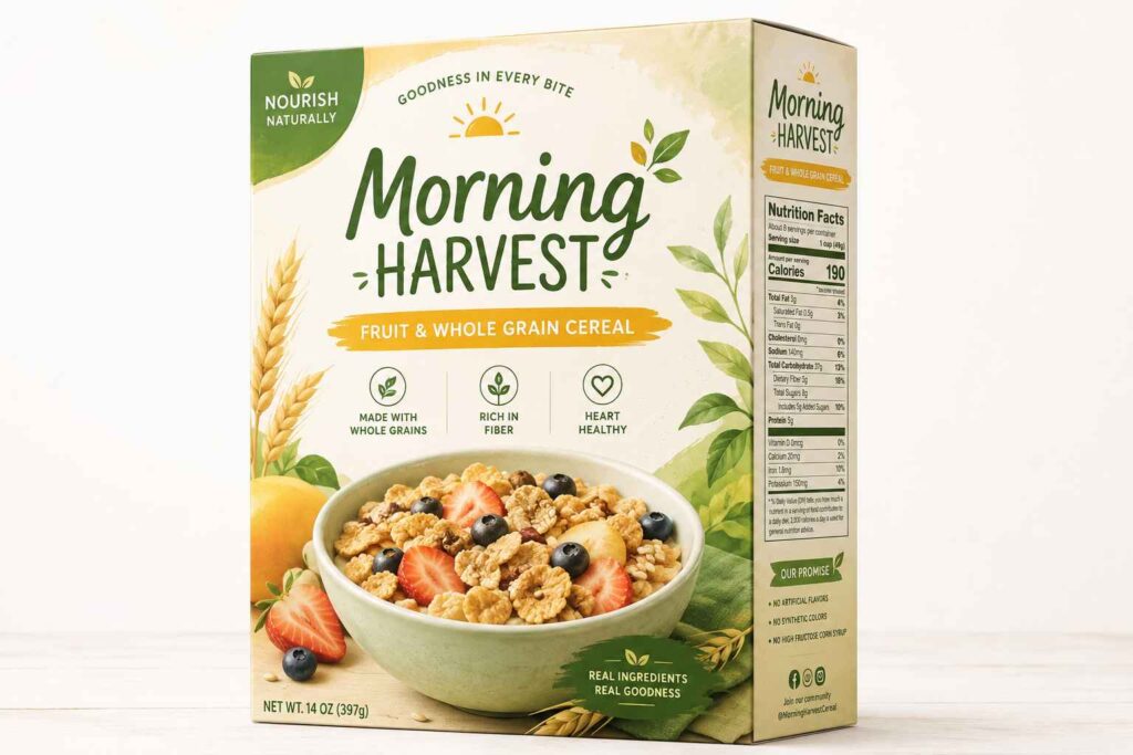 healthy student cereal box packaging design