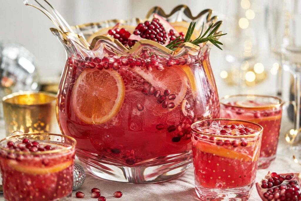 sparkling pomegranate New Year's Eve punch