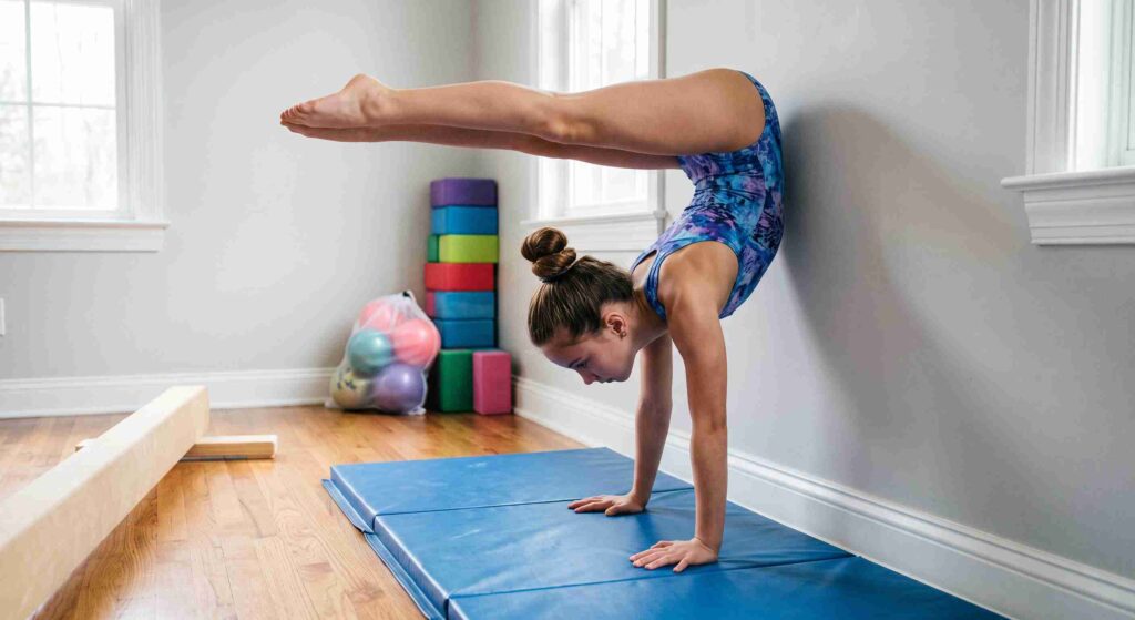 Proper handstand form for home gymnastics practice