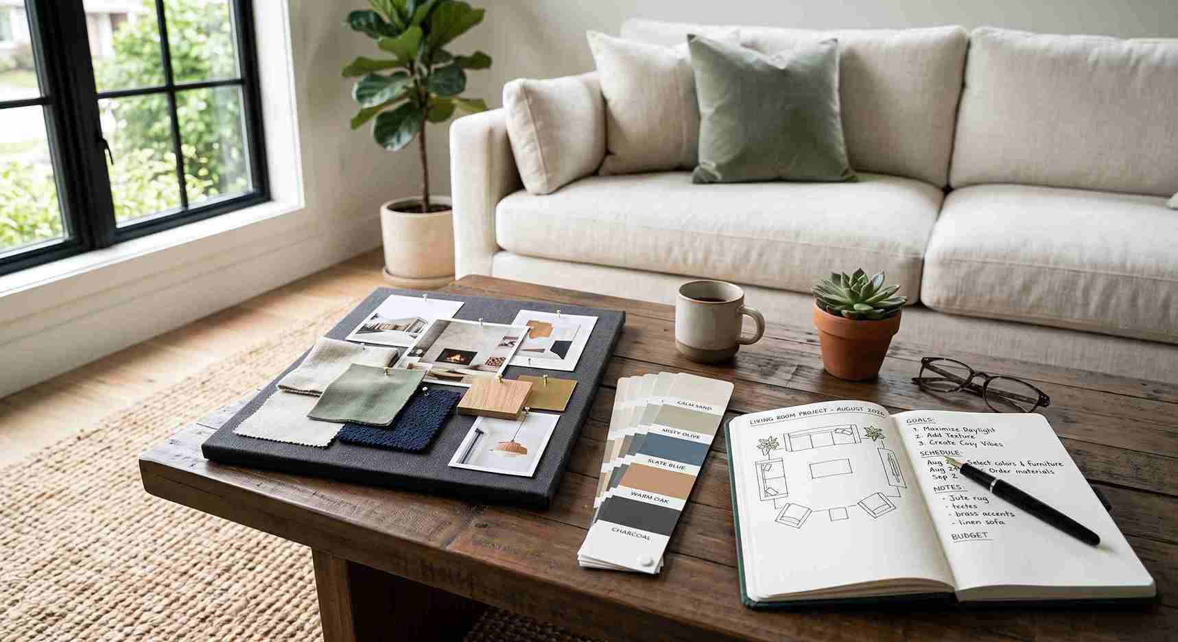 Homeowner reviewing design plans to calculate how much does an interior decorator cost
