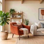 modern terracotta home decor living room with warm earthy aesthetic