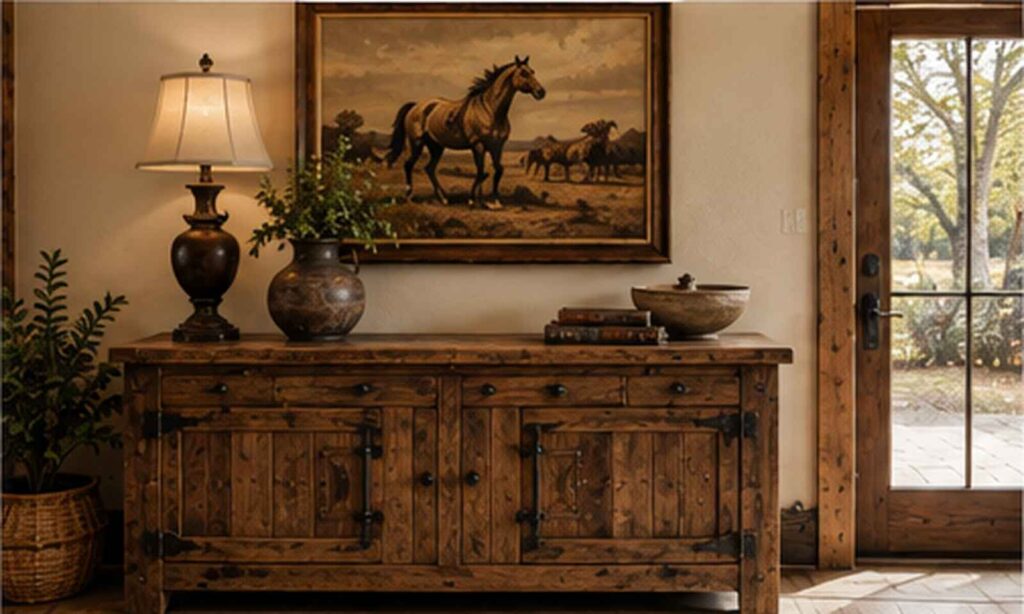 rustic reclaimed wood furniture in Western home