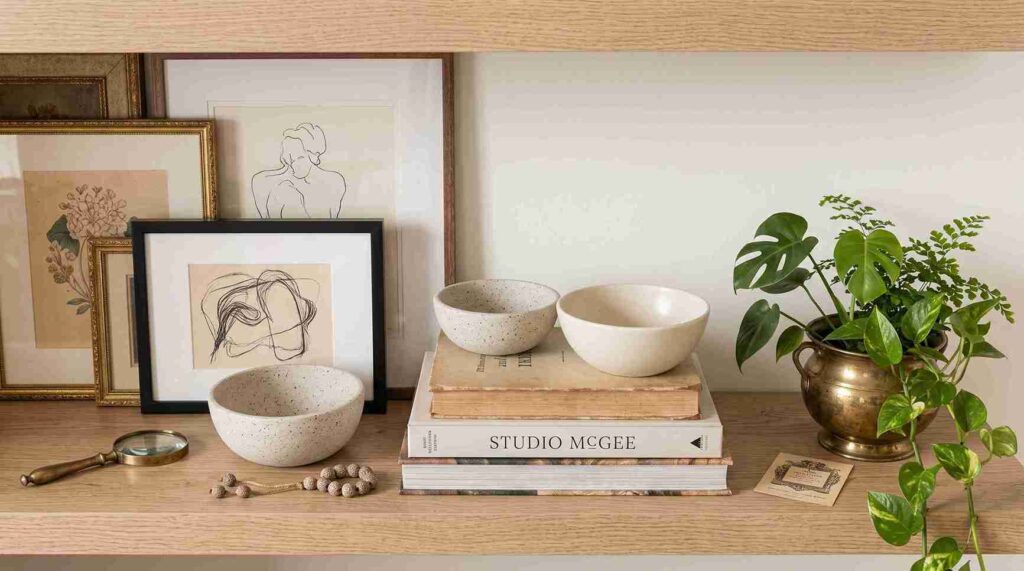 Shelf styling tips and accent decor details