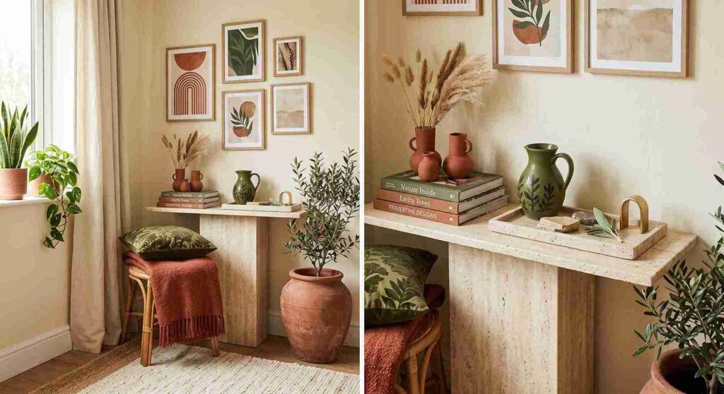 terracotta and olive green color palette interior design